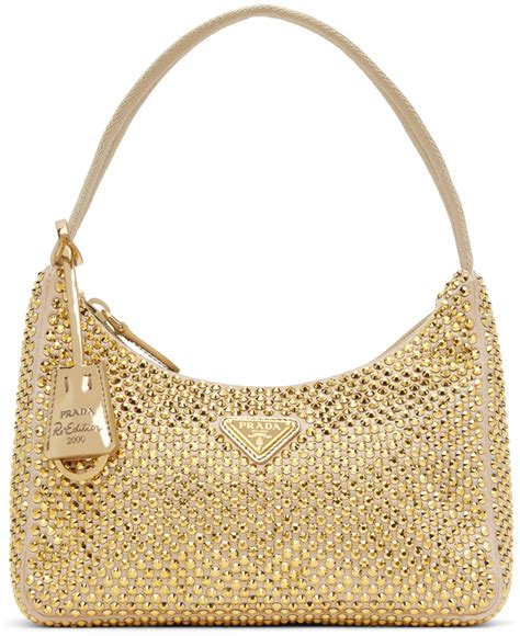 prada gold sparkly bag|prada pink rhinestone bag.